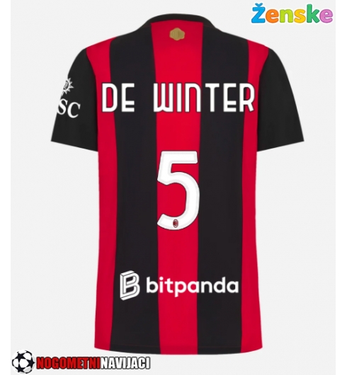 Ženske Nogometnih dresov AC Milan Koni De Winter #5 Domači 2026-27 Kratki rokavi Ženske Nogometnih dresov AC Milan Koni De Winter #5 Domači 2026-27 Kratki rokavi